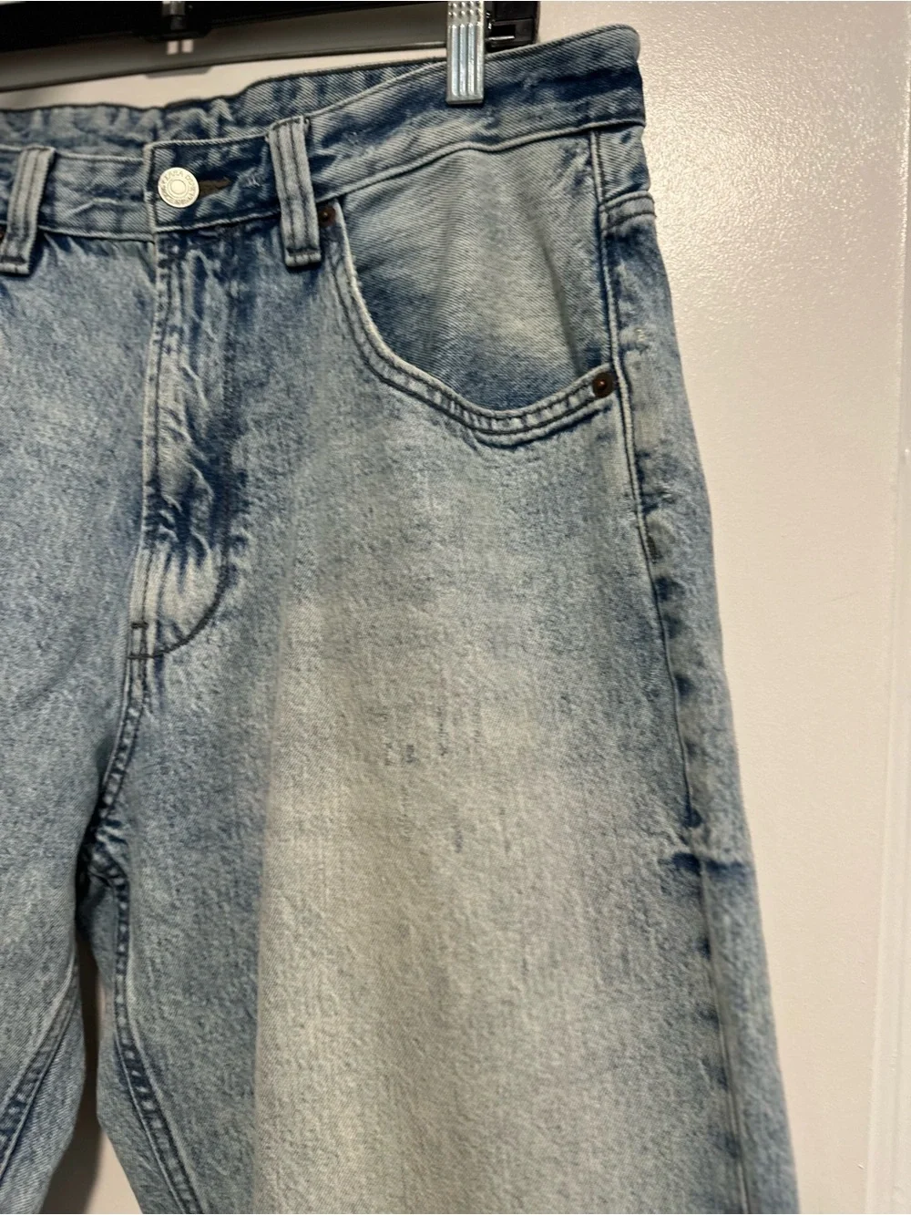 NWOT Zara Barrel Wide Leg Denim Sz:32 Light Wash Jeans Blue High Rise Streetwear